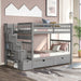 GFD Home - Full Over Full Bunk Bed with Shelves and 6 Storage Drawers, Gray(Old SKU：LP000046AAE) - GreatFurnitureDeal