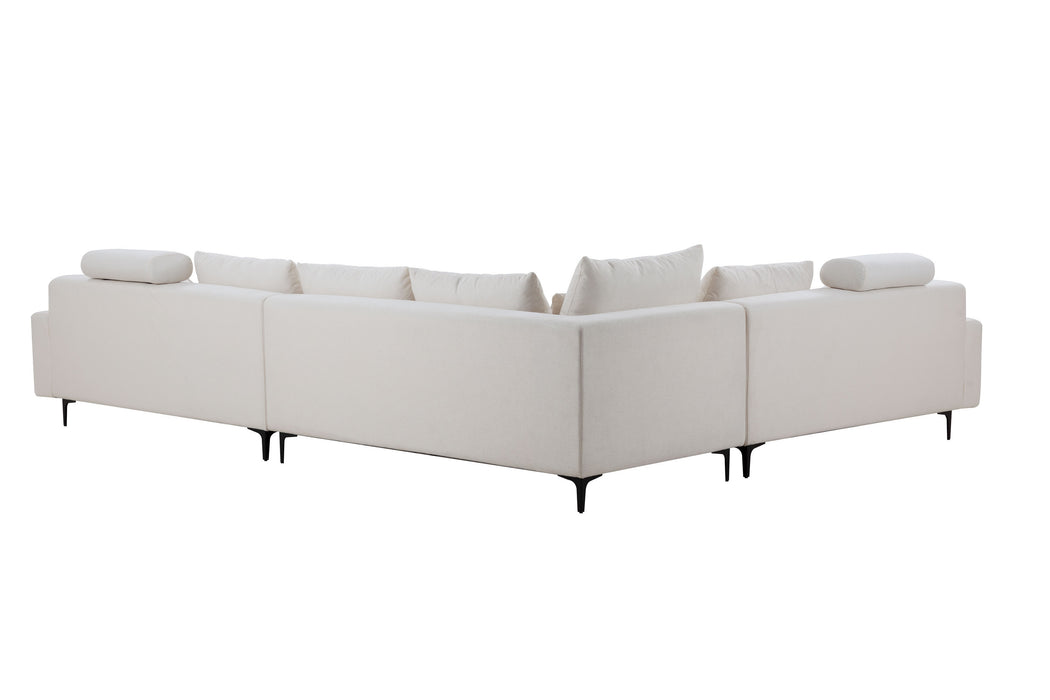 GFD Home - Sectional Sofa Couch,144'' Wide Reversible L-Shaped Sofa Couch Set  with Ottoman for Living Room Apartment Home Hotel - GreatFurnitureDeal