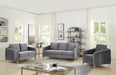 GFD Home - Hathaway Gray Velvet Fabric Sofa Loveseat Chair Living Room Set - GreatFurnitureDeal