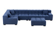 GFD Home - Modular Seating Sofa Couch L-Shaped Sectional sofa with Ottoman BLUE - GreatFurnitureDeal