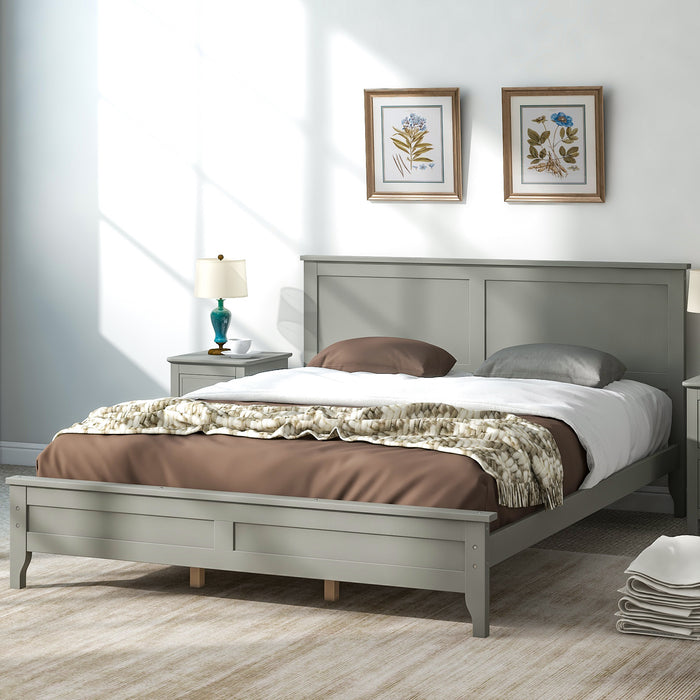 GFD Home - Gray Solid Wood 5 Pieces Queen Bedroom Sets(bed+nightstand*2+chest+dresser）NEW - GreatFurnitureDeal