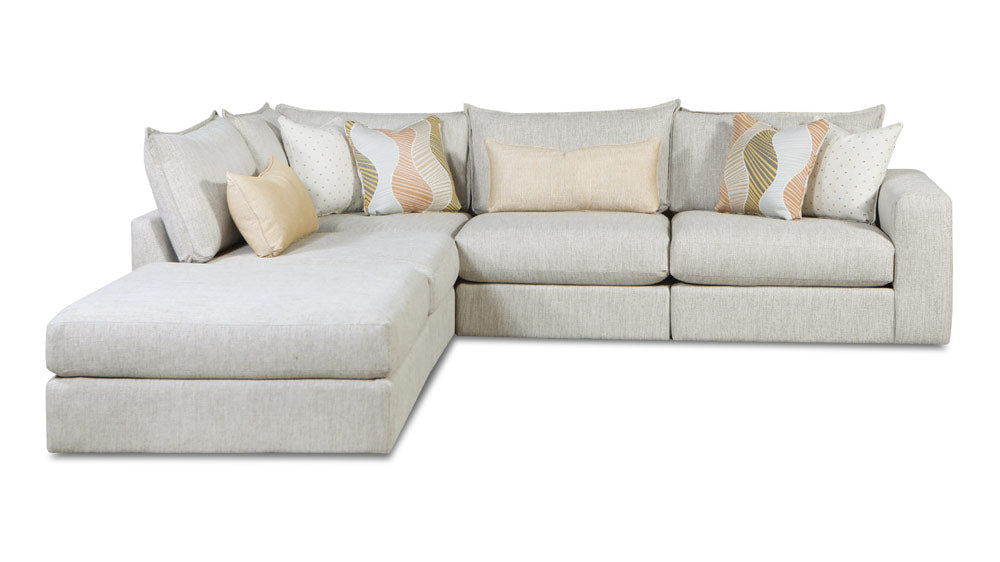 Southern Home Furnishings - Hogan Sectional in Cream/Green - 7004-03 15 19KP 11R Loxley - GreatFurnitureDeal