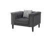 GFD Home - Mary Dark Gray Velvet Tufted Sofa 2 Chairs Living Room Set With 6 Accent Pillows - GreatFurnitureDeal