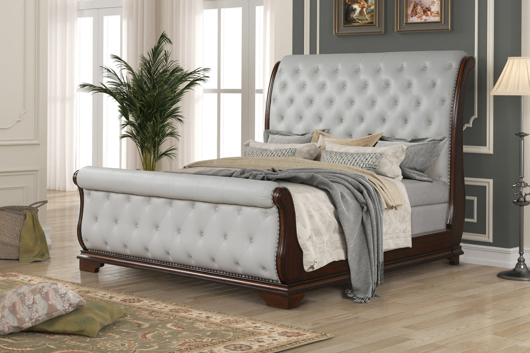GFD Home - Montage Tufted Upholstery King Bed made with Wood in Walnut - GreatFurnitureDeal