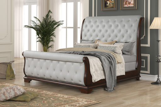 GFD Home - Montage Tufted Upholstery King Bed made with Wood in Walnut - GreatFurnitureDeal