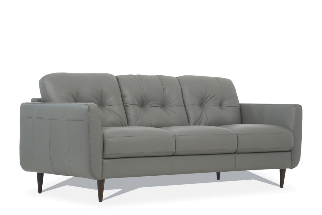 GFD Home - Leatherette Sofa with Tapered Legs and Button Tufted Details, Gray - GreatFurnitureDeal