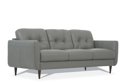 GFD Home - Leatherette Sofa with Tapered Legs and Button Tufted Details, Gray - GreatFurnitureDeal