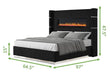 GFD Home - Lizelle Upholstery Wooden Queen Bed with Ambient lighting in Black Velvet Finish - GreatFurnitureDeal