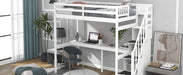 GFD Home - Twin Size Loft Bed with Storage Staircase and Built-in Desk, White (Old SKU:GX000903AAK) - GreatFurnitureDeal