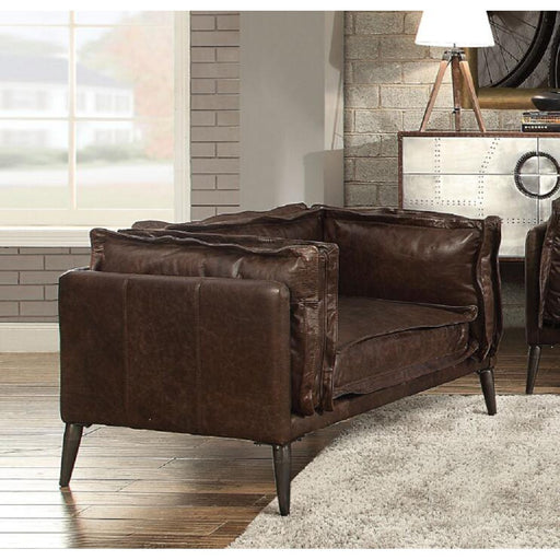 ACME Porchester Chair in Distress Chocolate Top Grain Leather 52482 - GreatFurnitureDeal