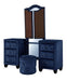 GFD Home - Sophia King 5-N Pc Vanity Upholstery Bedroom Set Made With Wood in Blue - GreatFurnitureDeal