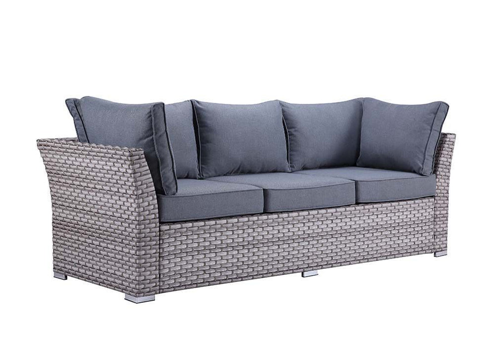 GFD Home - Laurance Patio Sectional & Cocktail Table w/Storage, Gray Fabric & Gray Finish OT01092 - GreatFurnitureDeal