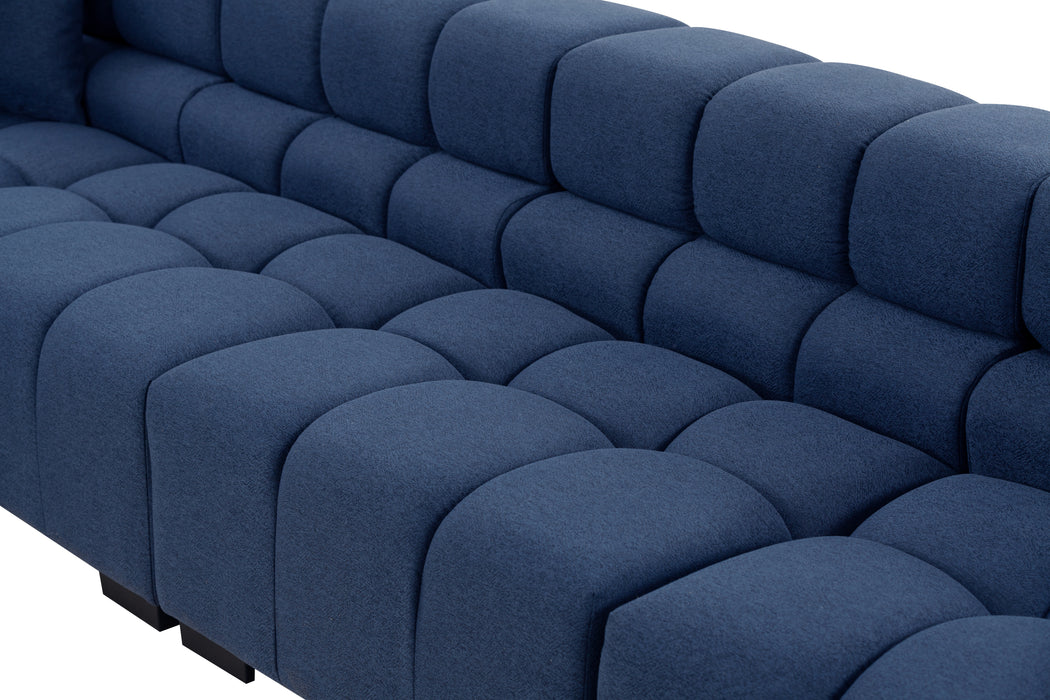 GFD Home - Modular Seating Sofa Couch L-Shaped Sectional sofa with Ottoman BLUE - GreatFurnitureDeal