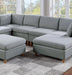 GFD Home - Living Room Furniture 8pc Sectional Sofa Set Light Grey Dorris Fabric Couch 3x Wedges 3x Armless Chair And 2x Ottomans - GreatFurnitureDeal