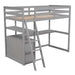 GFD Home - Twin Size Loft Bed with Desk and Shelves, Two Built-in Drawers, Gray(old SKU: GX000803AAE-1） - GreatFurnitureDeal