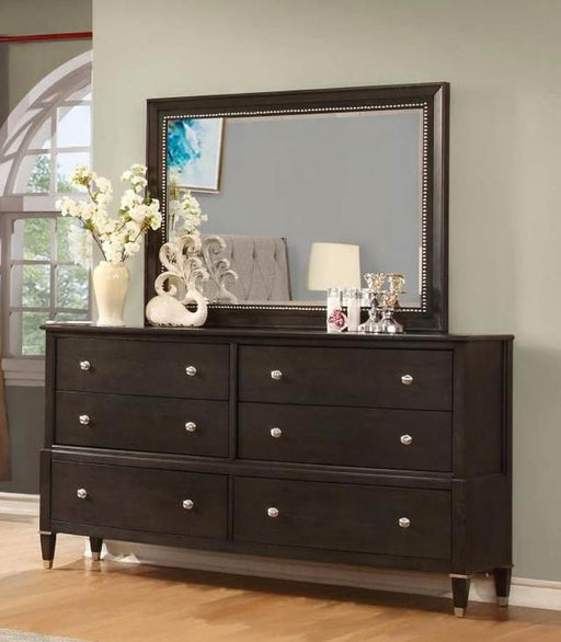 Myco Furniture - Devyn Dresser with Mirror in Cappuccino-Gray - DE725-DR-M - GreatFurnitureDeal