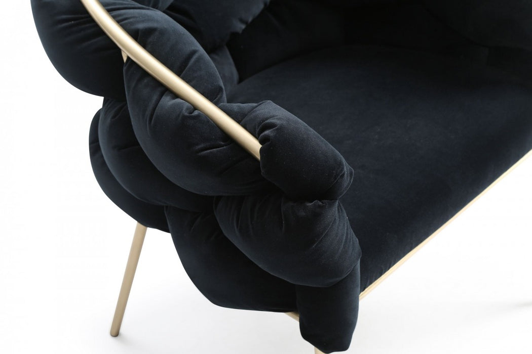 VIG Furniture - Modrest Debra Modern Black Velvet Champagne Gold Dining Chair - VGVCB202-BLK-DC
