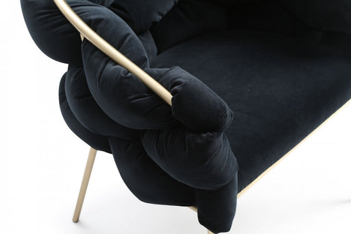 VIG Furniture - Modrest Debra Modern Black Velvet Champagne Gold Dining Chair - VGVCB202-BLK-DC - GreatFurnitureDeal