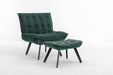 GFD Home - Modern Soft Velvet Fabric Material Large Width Accent Chair Leisure Chair Armchair TV Chair Bedroom Chair With Ottoman Black Legs For Indoor Home And Living Room,Dark Green - GreatFurnitureDeal
