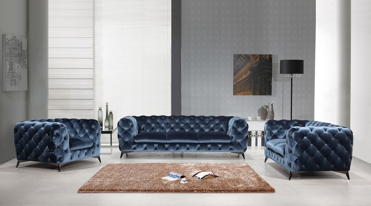 Vig Furniture - Divani Casa Delilah Modern Blue Fabric Loveseat - VGCA1546-BLU-LOVE - GreatFurnitureDeal