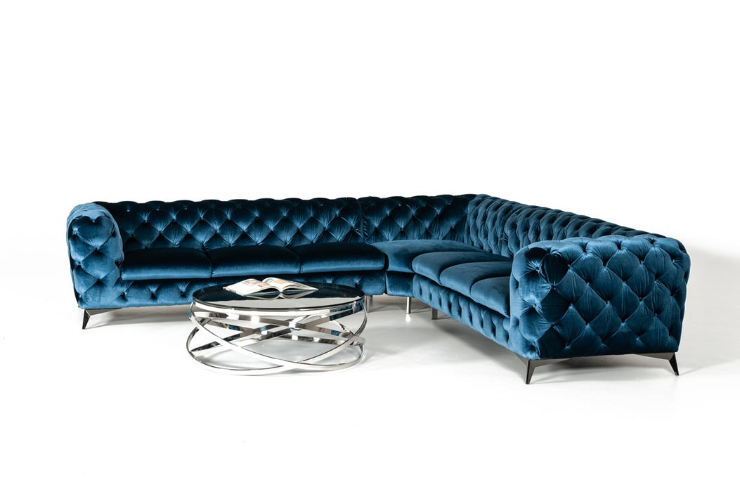 VIG Furniture - Divani Casa Delilah Modern Blue Fabric Sectional Sofa - VGCA1546A-BLU