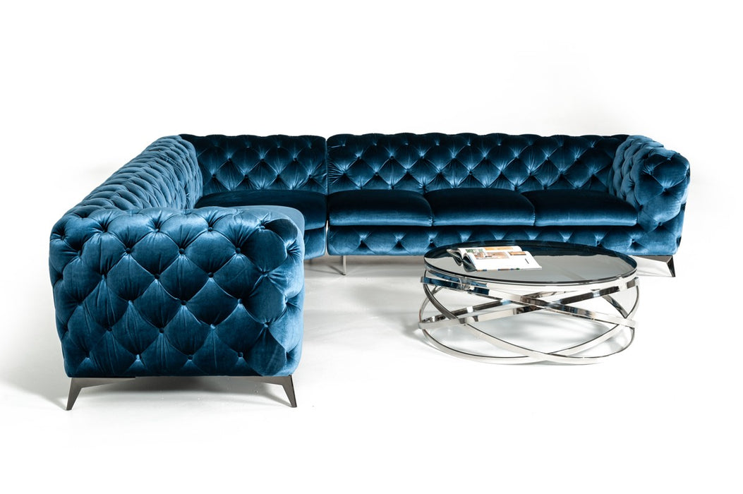 VIG Furniture - Divani Casa Delilah Modern Blue Fabric Sectional Sofa - VGCA1546A-BLU - GreatFurnitureDeal