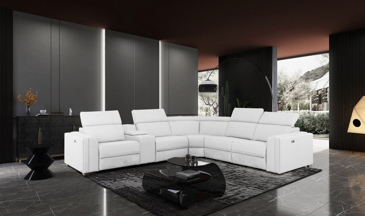VIG Furniture - Divani Casa Delmont - Modern White Sectional Sofa + Recliners - VGKNE9212-8WHT-SECT