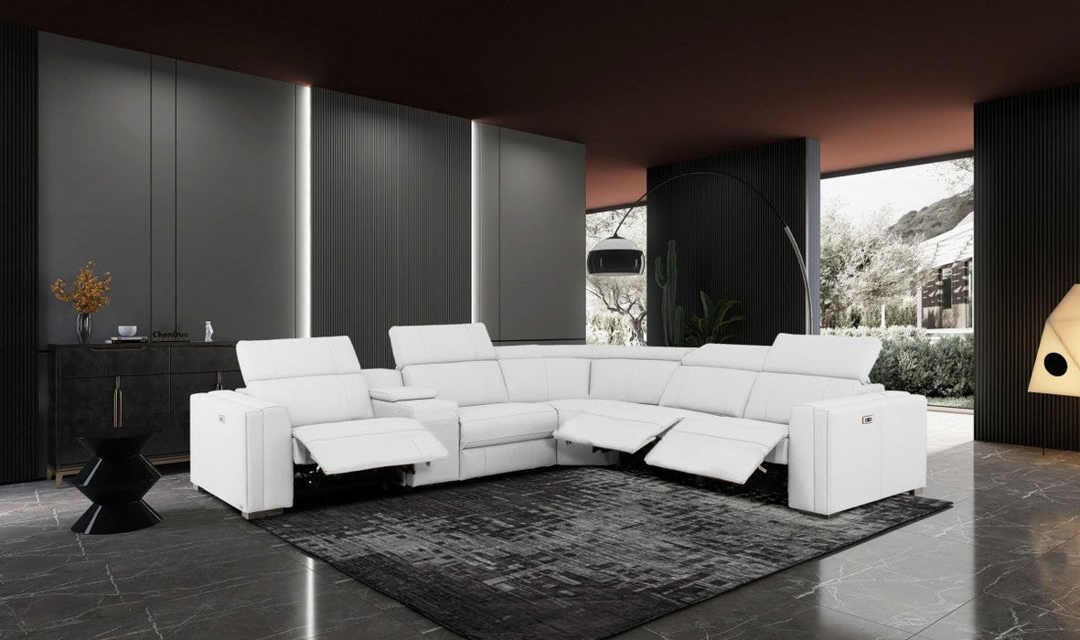 VIG Furniture - Divani Casa Delmont - Modern White Sectional Sofa + Recliners - VGKNE9212-8WHT-SECT - GreatFurnitureDeal