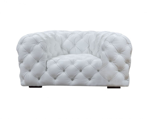 VIG Furniture - Divani Casa Dexter Transitional White Full Italian Leather Lounge Chair - VGCA114-WHT-CH - GreatFurnitureDeal