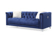 GFD Home - Russell Tufted Upholstery 2 Pc Living Room Set Finished in Velvet Fabric in Blue - GreatFurnitureDeal