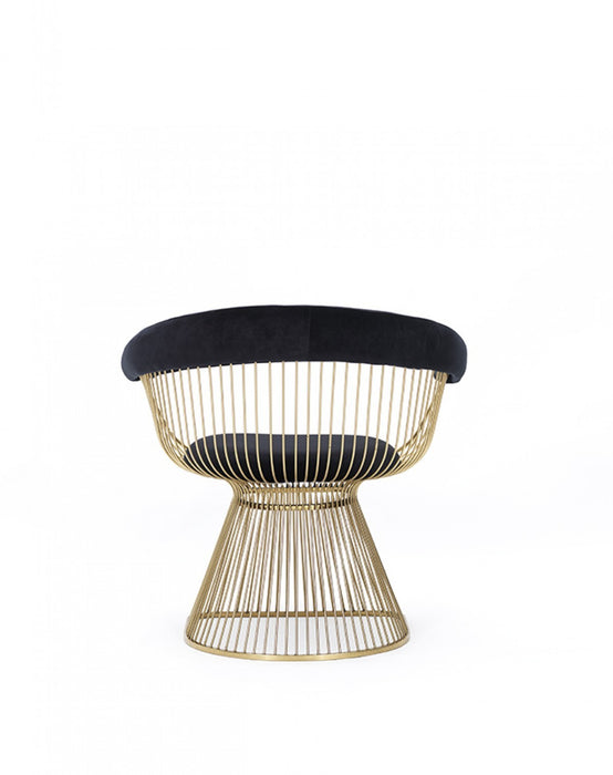 GFD Home - Modrest Chandler Black Velvet & Gold Dining Chair - GreatFurnitureDeal