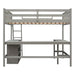 GFD Home - Full size Loft Bed with Shelves and Desk, Wooden Loft Bed with Desk - Gray - GreatFurnitureDeal