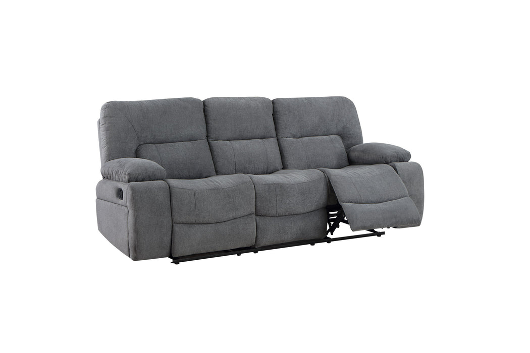 GFD Home - Ohio Manual Recliner 3Pc Living Room Set Made With Chenille Upholstery in Gray - GreatFurnitureDeal