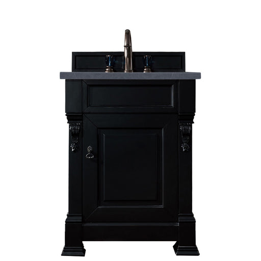 James Martin Furniture - Brookfield 26" Antique Black Single Vanity w- 3 CM Charcoal Soapstone Quartz Top - 147-114-V26-AQB-3CSP - GreatFurnitureDeal