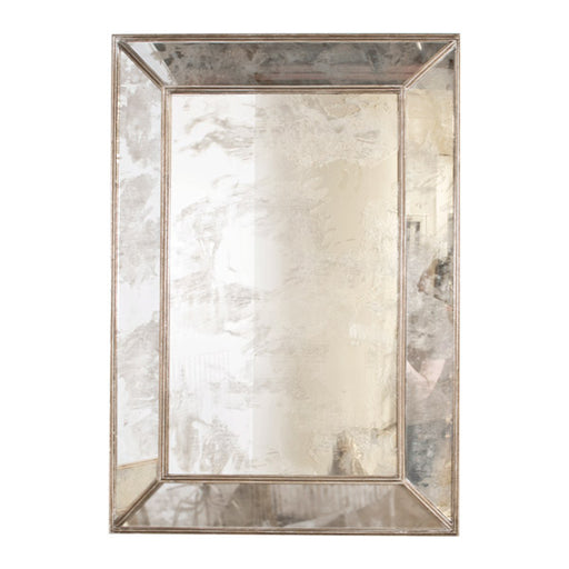 Worlds Away - Rectangular Antique Mirror with Silver Leafed Wood Edges - DION S - GreatFurnitureDeal