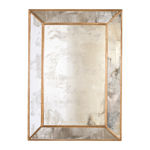Worlds Away - Rectangular Antique Mirror with Gold Leafed Wood Edges - DION G - GreatFurnitureDeal