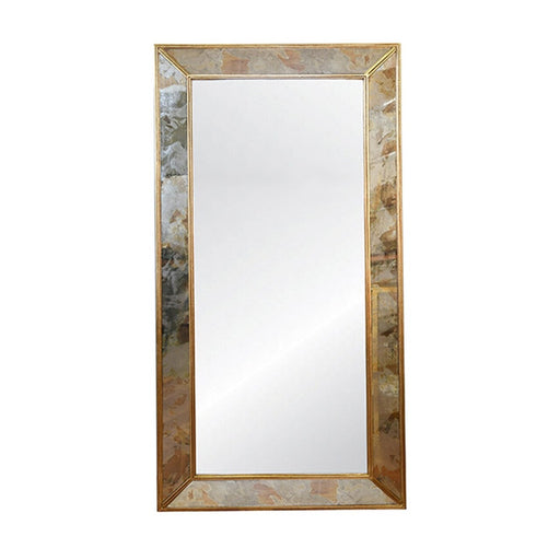 Worlds Away - Dion Rectangular Antiqued Floor Mirror With Gold Leafed Edging - DION GL - GreatFurnitureDeal