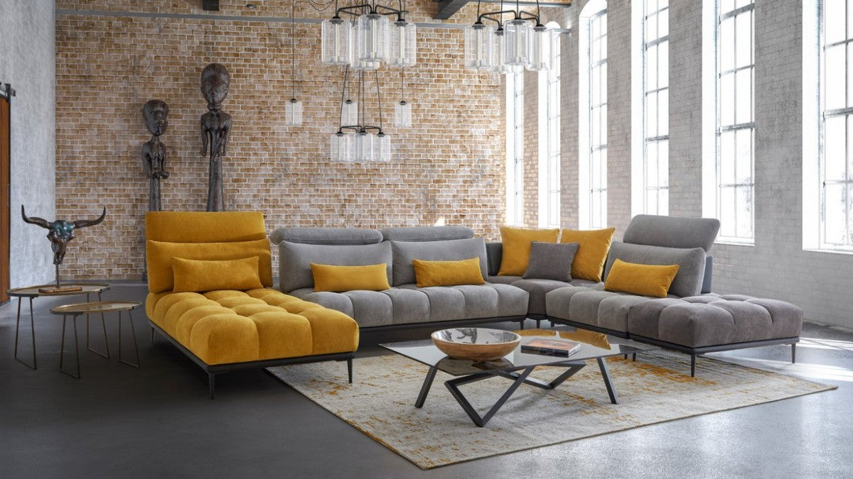 VIG Furniture - David Ferrari Display Italian Modern Grey & Yellow Fabric Modular Sectional Sofa - VGFTDISPLAY - GreatFurnitureDeal