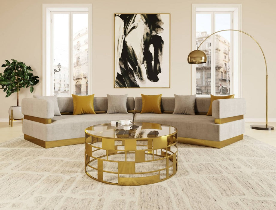 VIG Furniture - Divani Casa Kiva - Glam Beige and Gold Fabric Sectional Sofa - VGODZW-9114 - GreatFurnitureDeal