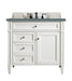 James Martin Furniture - Brittany 36" Bright White Single Vanity w/ 3 CM Cala Blue Quartz Top - 650-V36-BW-3CBL - GreatFurnitureDeal