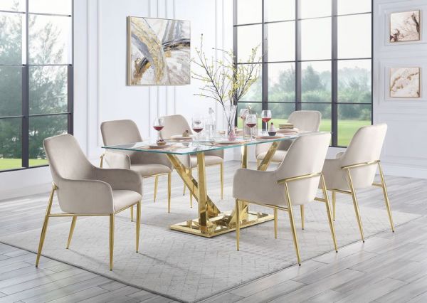 Acme Furniture - Barnard 7 Piece Dining Room Set in Mirrored Gold - DN00219-7SET