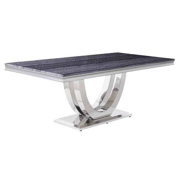Acme Furniture - Cambrie Dining Table in Mirrored Silver - DN00221