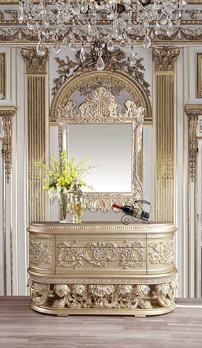 Acme Furniture - Vatican Server and Mirror in Champagne Silver - DN00464-M - GreatFurnitureDeal