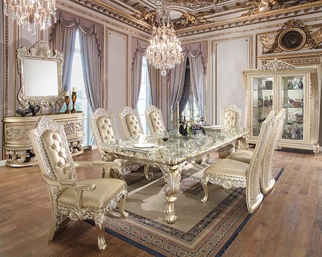 Acme Furniture - Vatican 9 Piece Dining Table Set in Champagne Silver - DN00467-9SET - GreatFurnitureDeal