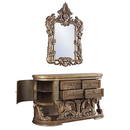 Acme Furniture - Constantine Server with Mirror in Brown & Gold - DN00474-473 - GreatFurnitureDeal