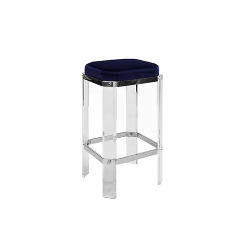 Worlds Away - Acrylic Counter Stool With Nickel Accents & Navy Shagreen Cushion - DORSEY NNVY