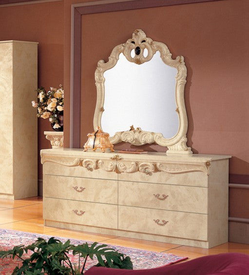 ESF Furniture - Barocco 6 Piece Queen Bedroom Set in Ivory with Double Dresser - BAROCCOBEDQ.S-6SET - GreatFurnitureDeal