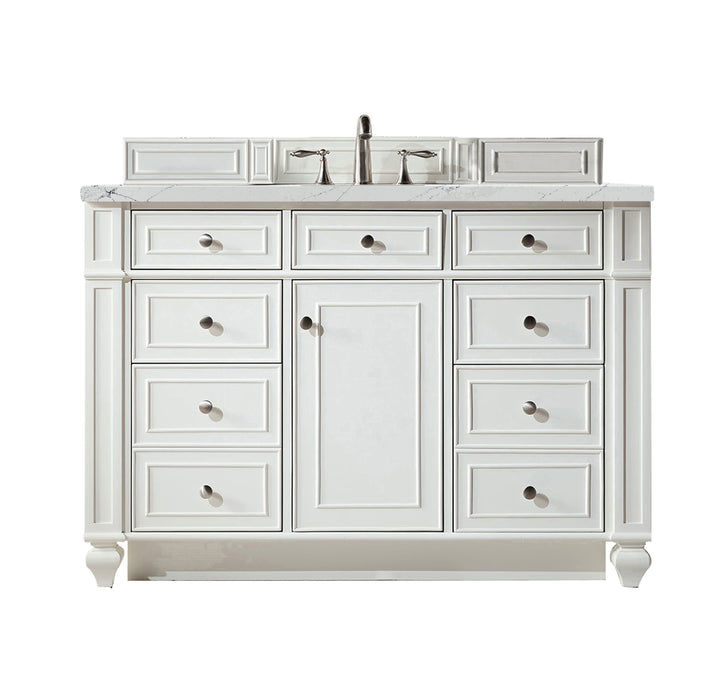 James Martin Furniture - Bristol 48" Single Vanity, Bright White, w/ 3 CM Ethereal Noctis Quartz Top - 157-V48-BW-3ENC - GreatFurnitureDeal