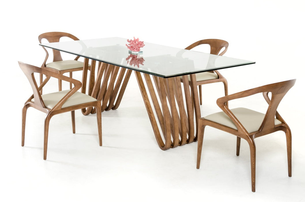 VIG Furniture - Modrest Draper Contemporary Walnut & Glass Dining Table - VGCSDT-1498-GLS - GreatFurnitureDeal