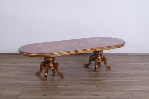 European Furniture - Maggiolini Dining Table in Brown and Gold Leaf - 61952-DT - GreatFurnitureDeal